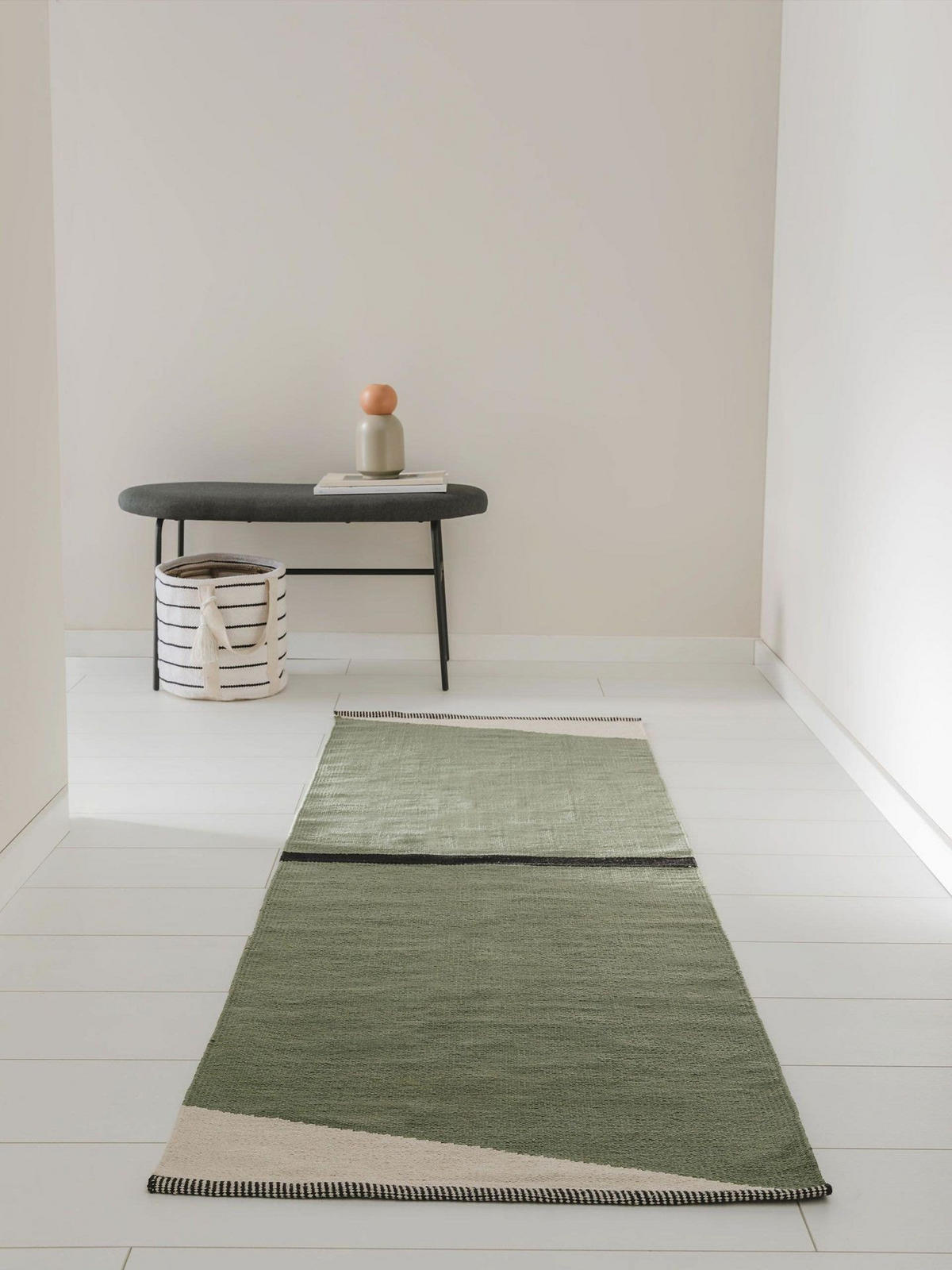 TEPPICH Baumwollteppich Lenny Grün - Grün, Textil (70/1cm) - KUNSTLOFT