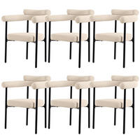 ARMLEHNSTUHL-SET DE-35564 6 Stück mit Wildlederbezug Creme - Beige, Metall (62/84/70cm) - ComfortXL