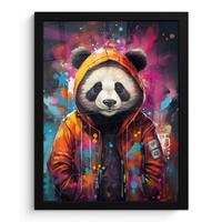 GERAHMTES BILD Panda - Jacke - Graffiti - Orange 30x40 cm - Orange, Papier (30/40cm) - MuchoWow