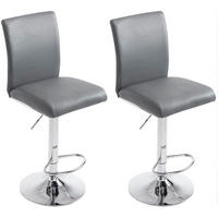 BARHOCKER 2er Set Lederlook grau - Chromfarben/Grau, Textil/Metall (38.5/94.5/47cm) - CLP