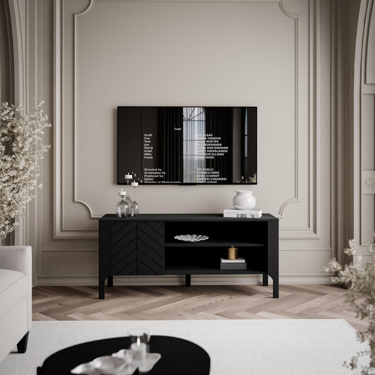 TV-SCHRANK LUMI 135 cm, Schwarz - Schwarz, Holzwerkstoff (135/57/41cm) - Lookway