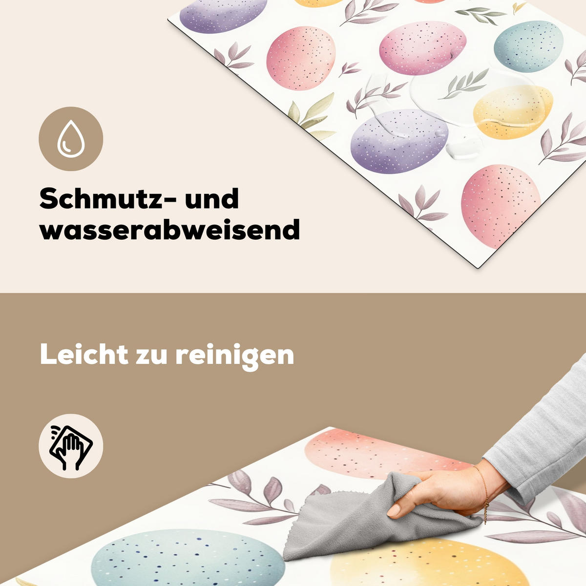 HERDABDECKPLATTE Eier - Bunt - Muster Induktionsmatte 83x51 cm - Weiß, Kunststoff (83/51.5/0.2cm) - MuchoWow