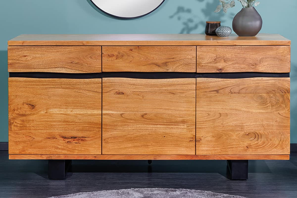 SIDEBOARD MAMMUT Akazie 160cm - Schwarz/Braun, Holz/Metall (160/85/45cm) - riess-ambiente