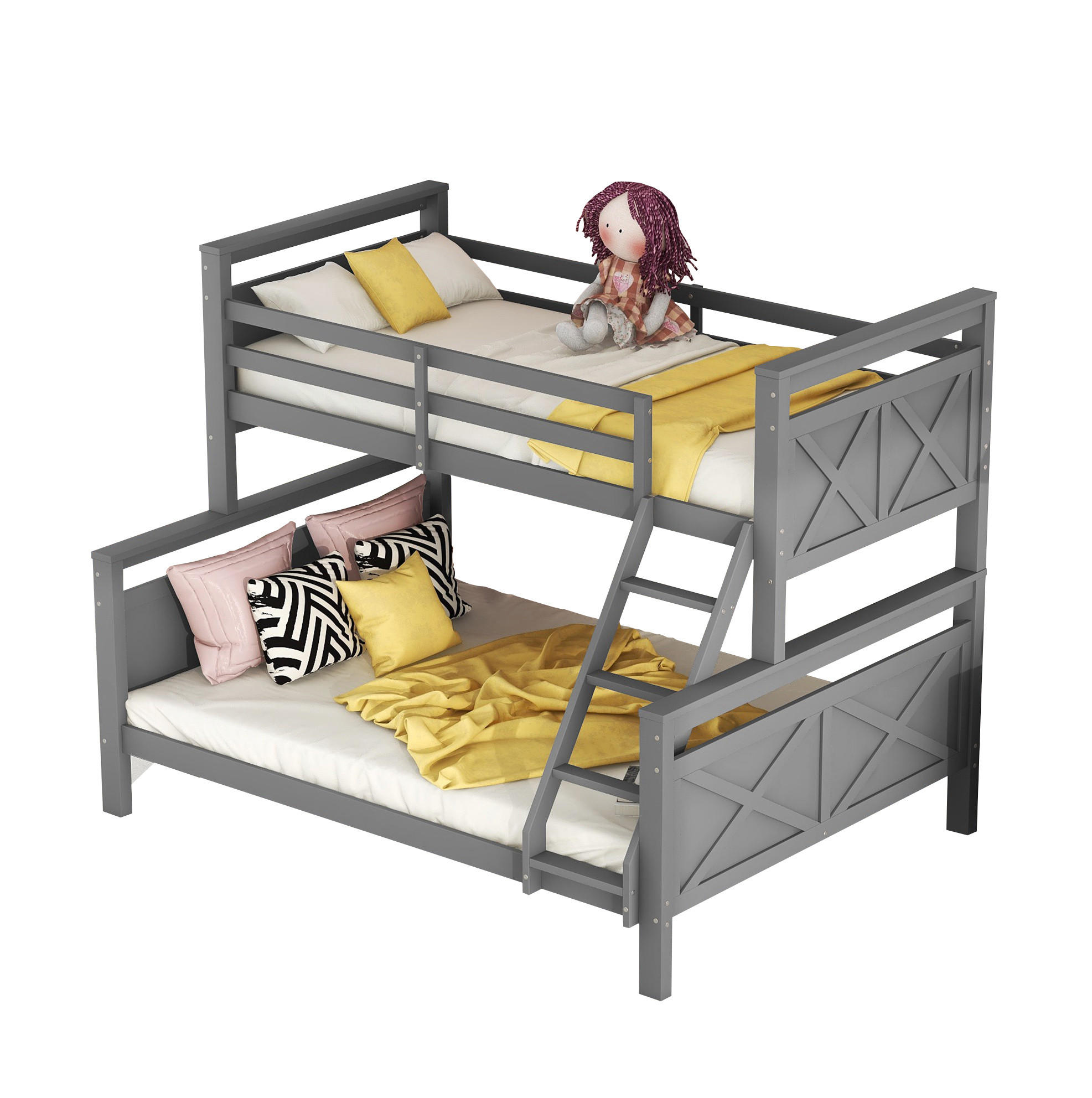 ETAGENBETT teilbar 90x200/140x200 cm Kiefernholz Grau - Grau, Holzwerkstoff (140/200cm) - Beauniv