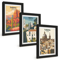 BILDER SET 3er Set - 20x30 cm Schwarzer Rahmen - Ansichten Sedona Sintra Valletta Retro - Schwarz, Kunststoff (20/30cm) - TULUP