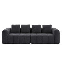 ECKSOFA 260/94,5/80 cm modular, montagefrei mit Samtbezug und tiefem Sitz, Dunkelgrau - Dunkelgrau, Textil (260/95.5cm) - Redom