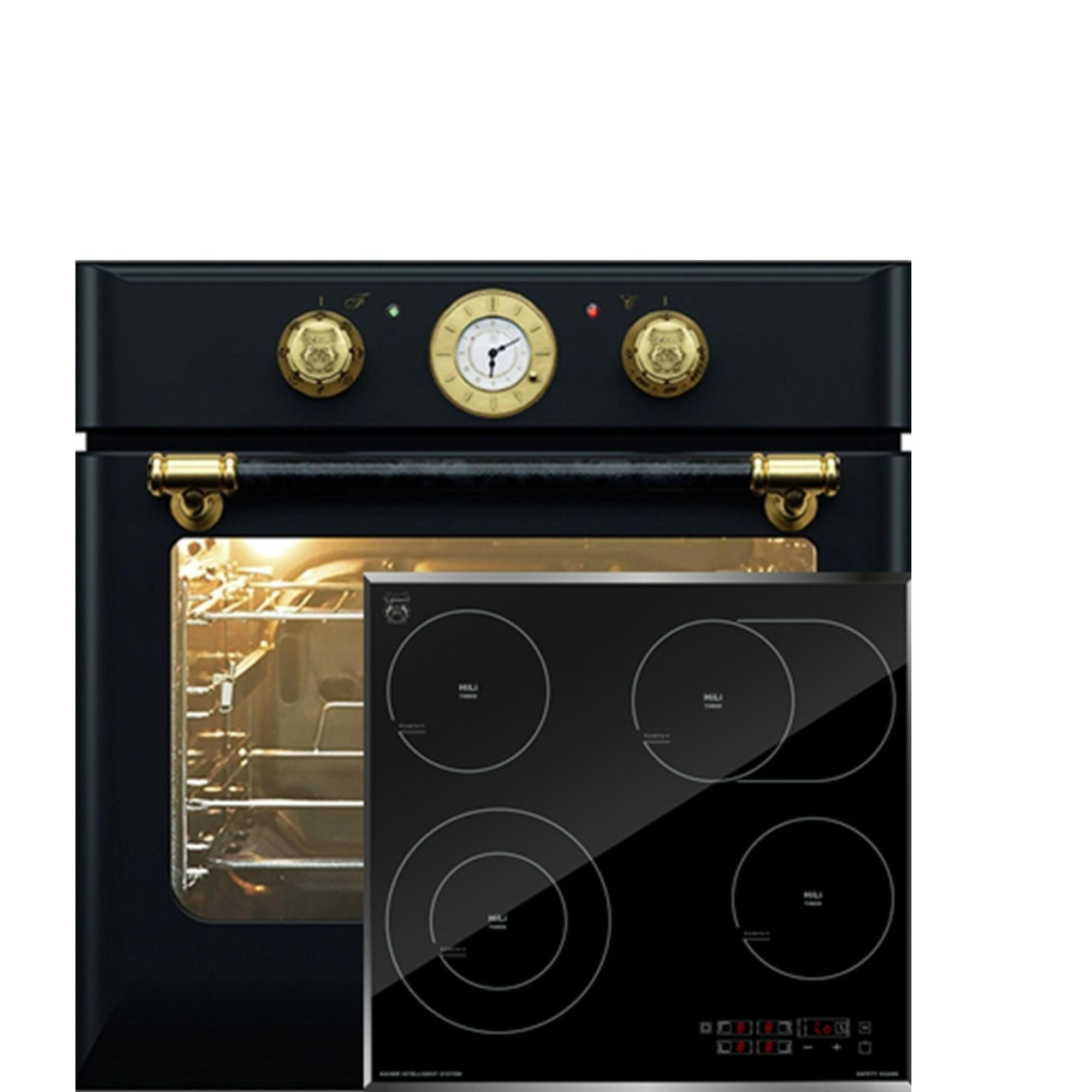 EINBAU-BACKOFEN-ELEKTRO 60 cm EH 6432 BE+KCT 6115 F Glaskeramik Kochfeld 60 cm - Schwarz, Metall (59/59/54cm) - Kaiser Küchengeräte
