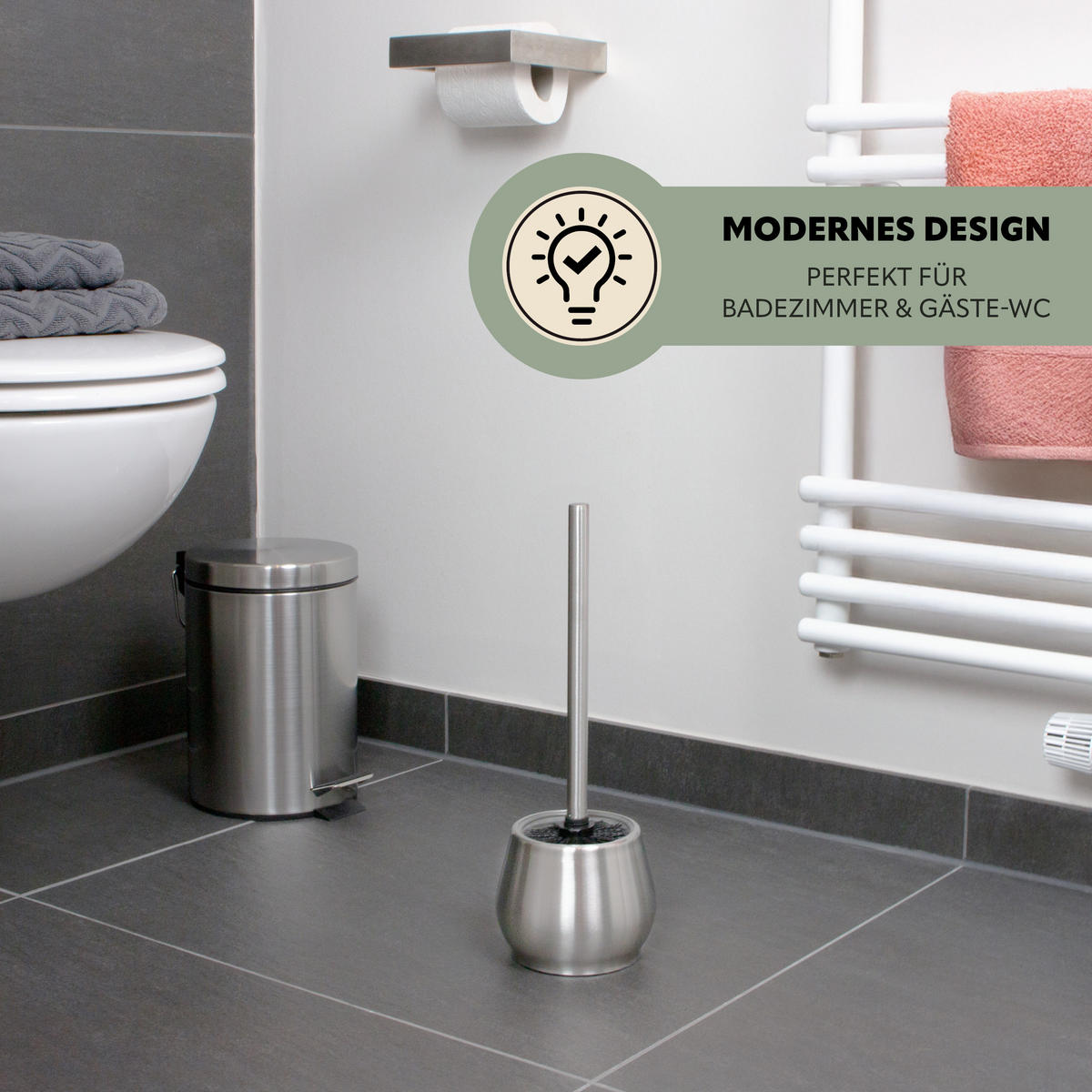 WC-GARNITUR FOSSA, Edelstahl - Edelstahlfarben, Metall (12/37/12cm) - bremermann