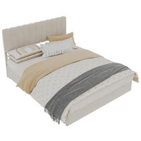 POLSTERBETT 140/200 cm in Beige Samt - Beige, Holzwerkstoff/Textil (140/200cm) - WISHDOR