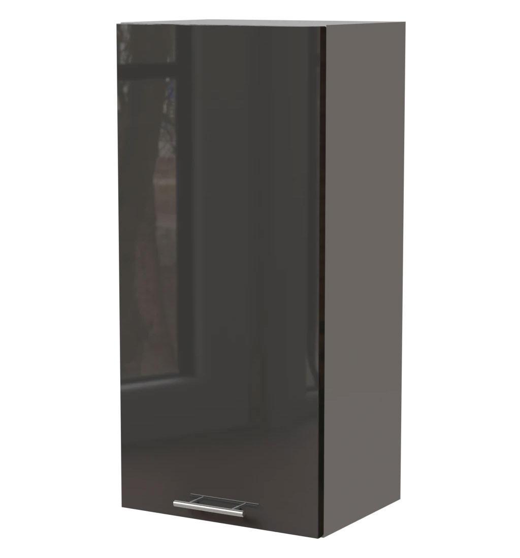 KÜCHENHÄNGESCHRANK Essen W4/45 Graphit Hochglanz / Grau Matt 45 / 32,5 / 96cm - Graphitfarben/Grau, Holz/Holzwerkstoff (45/96/32.5cm) - Feldmann-Wohnen