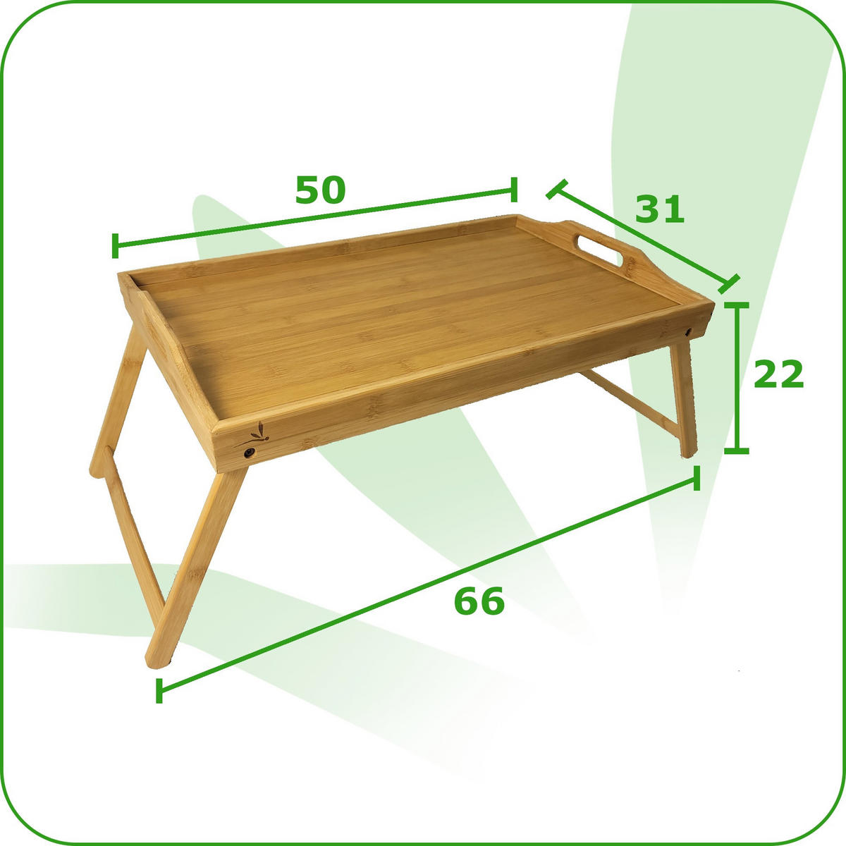 FRÜHSTÜCKSTABLETT Bambus Naturfarben klappbare Beine 66x31x22 cm - Naturfarben, Holz (50/5.8/31cm) - Begryf