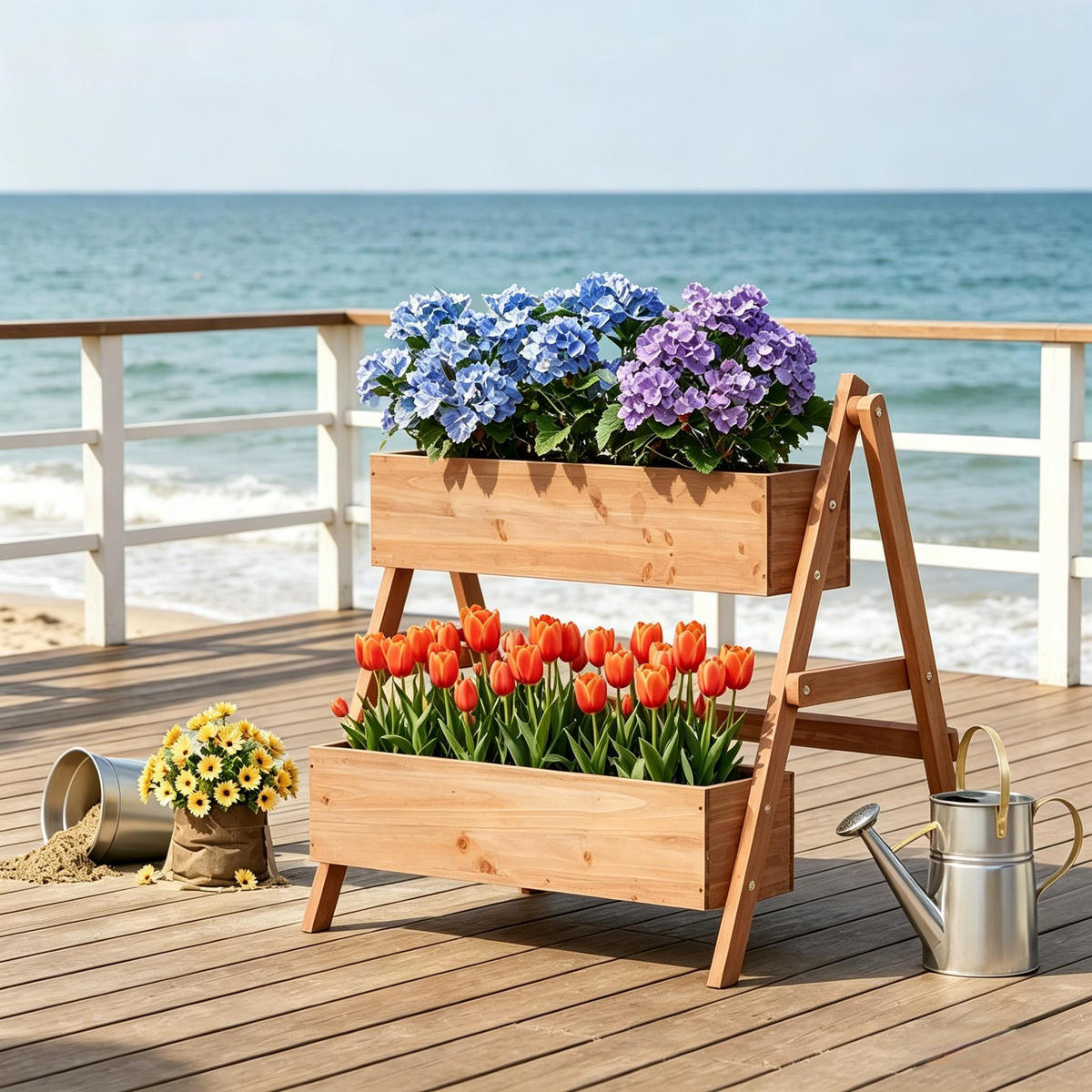 HOCHBEET 80/62/68 cm Braun - Braun, Holz/Metall (62/68/80cm) - Oxeza
