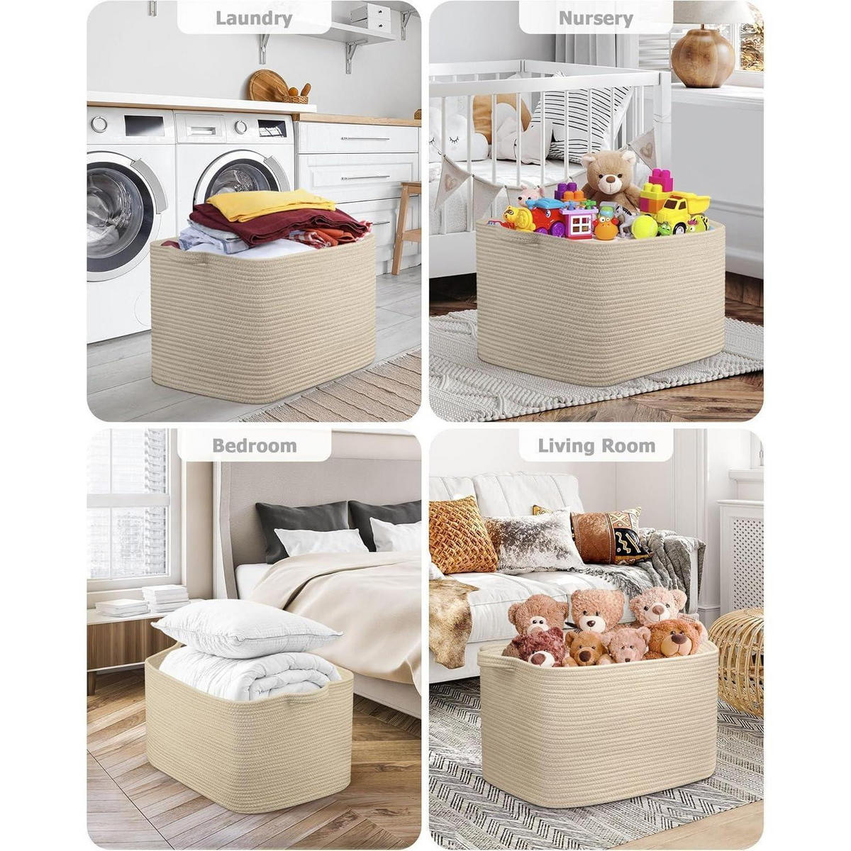 WÄSCHEKORB 2-teiliges Set Beige 63 L - Beige, Textil (38/30/55cm)