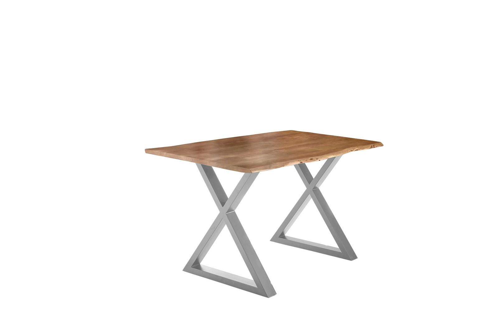 ESSTISCH LUBIN - Beige/Silberfarben, Holz/Metall (80/140/77cm) - SAM