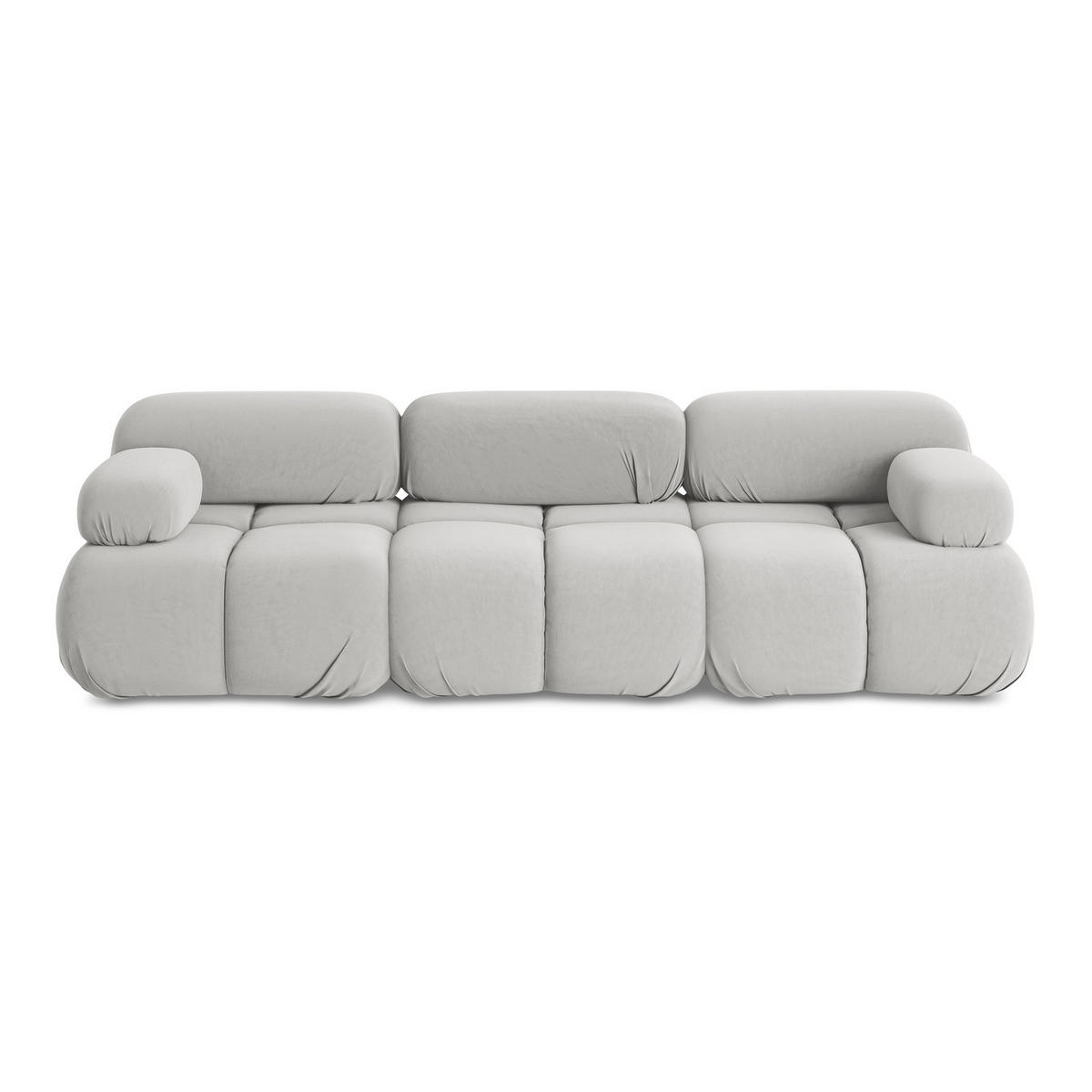 3-SITZER SOFA Samt Stoff Grau - Silberfarben/Schwarz, Kunststoff/Textil (285/70/96cm) - LaMiaSofa