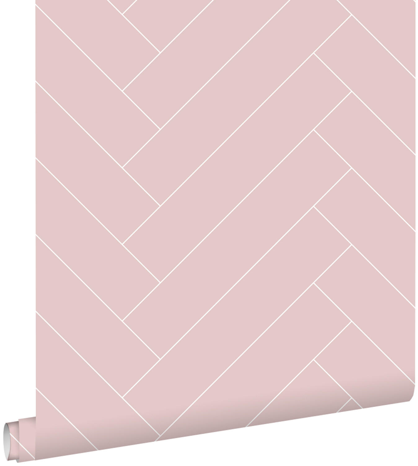 TAPETE Fischgrätmuster 53 cm x 10.05 m - Pink, Papier (53/1000cm) - ESTAhome