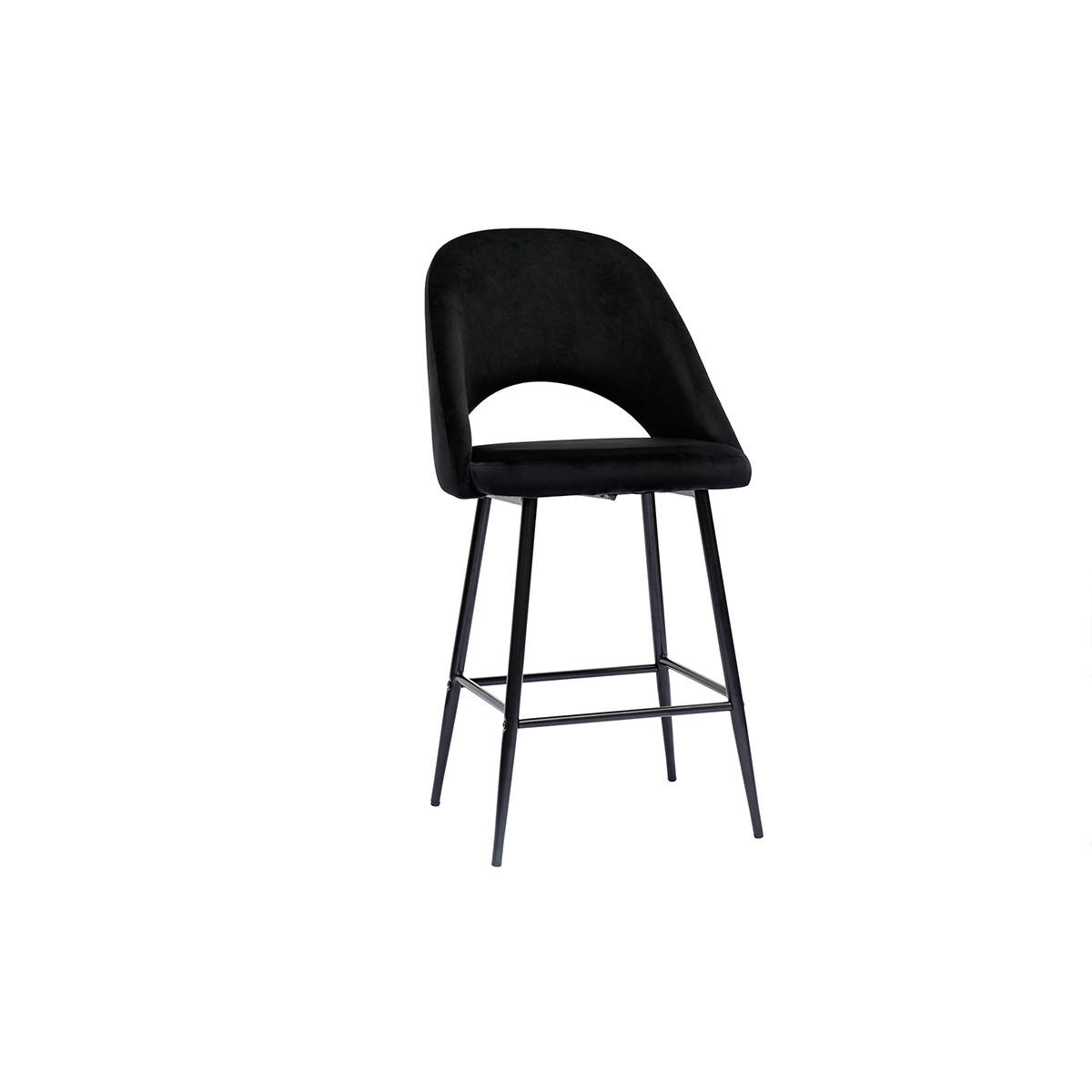 BARHOCKER Samt Schwarz Metall H65 cm 2er-Set COSETTE - Schwarz, Textil (54/103.5/51.5cm) - Miliboo