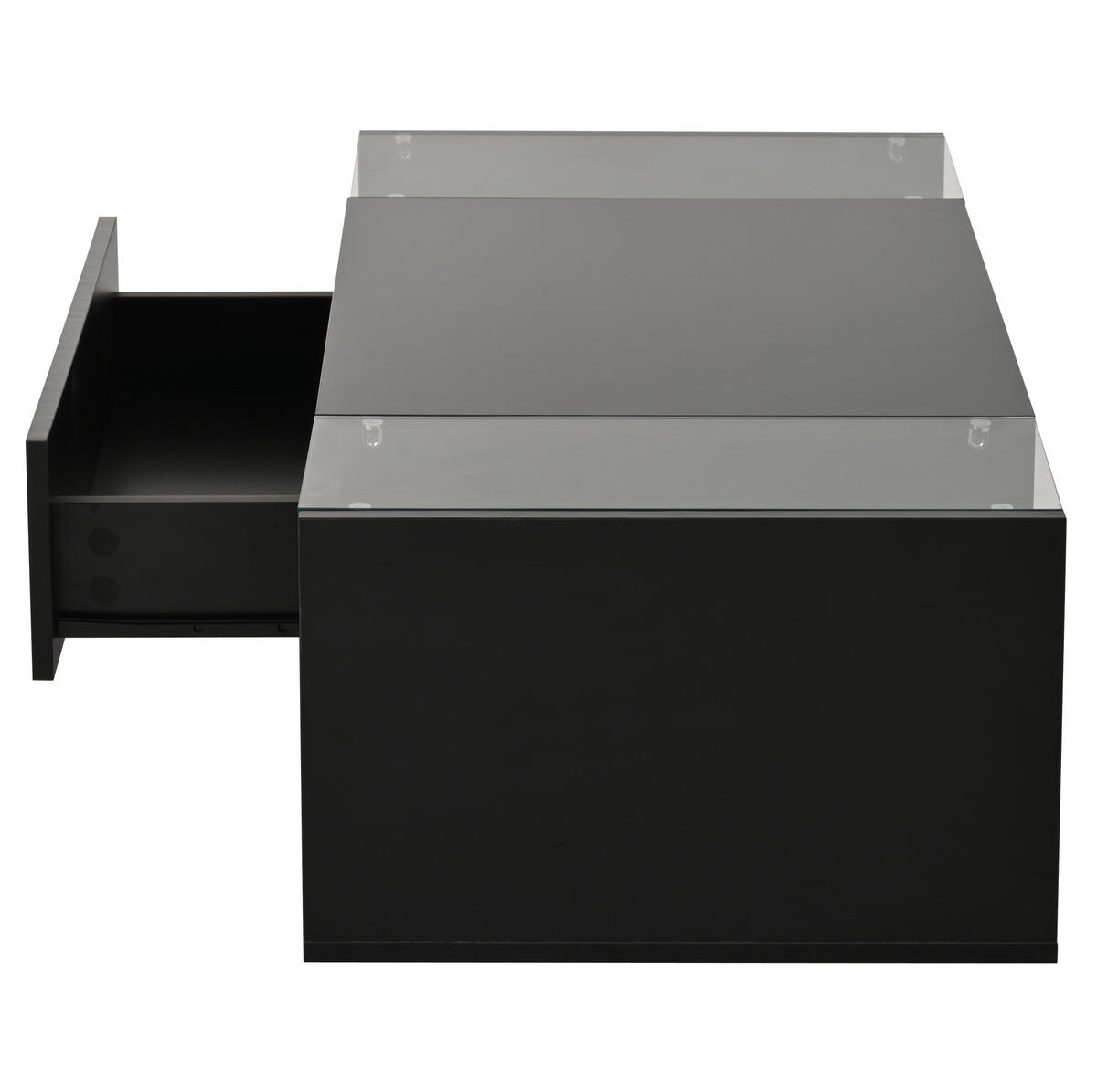 COUCHTISCH 100/50/31 cm mit Schublade, LED-Beleuchtung und gehärtetem Glas, Schwarz - Schwarz, Holzwerkstoff (100/50/31cm) - Redom