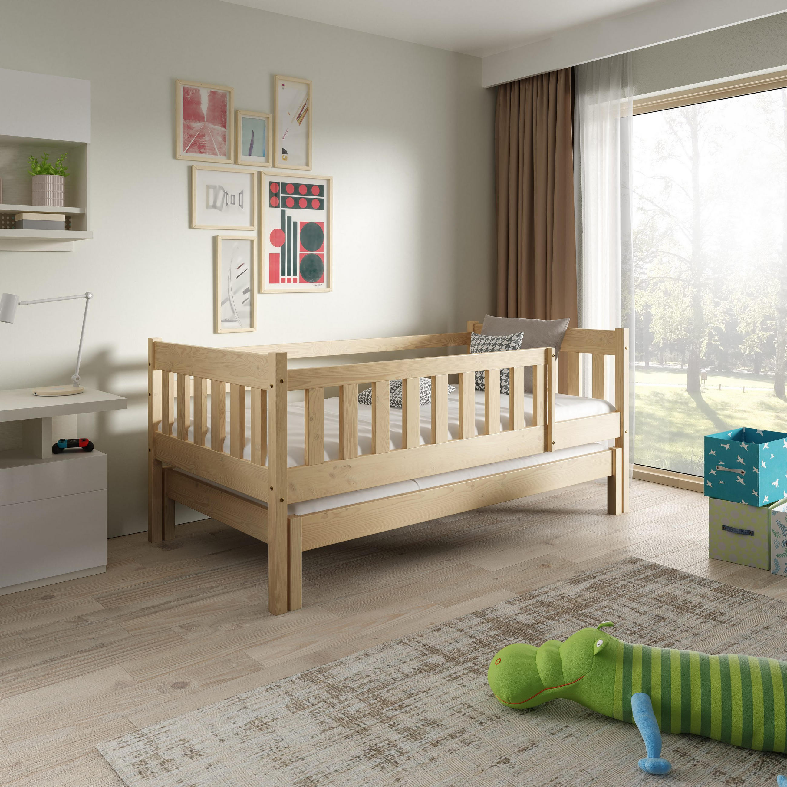 KINDERBETT STELLA 80x160 cm Kieferfarben - Kieferfarben, Holz (80/160cm) - MASSENO