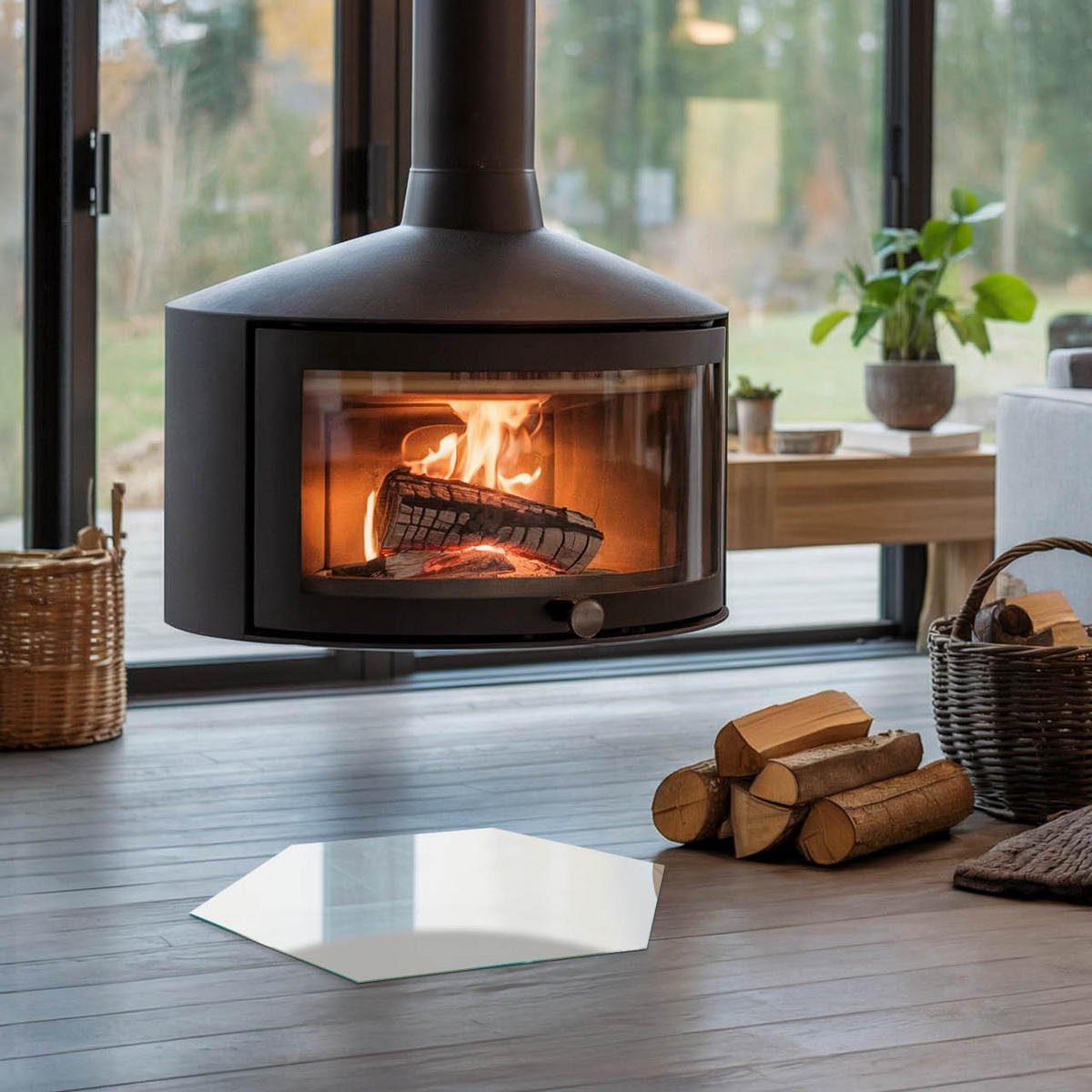 GLASPLATTE für Kamin h40 cm - Grau, Glas (40/40/0.4cm) - TULUP