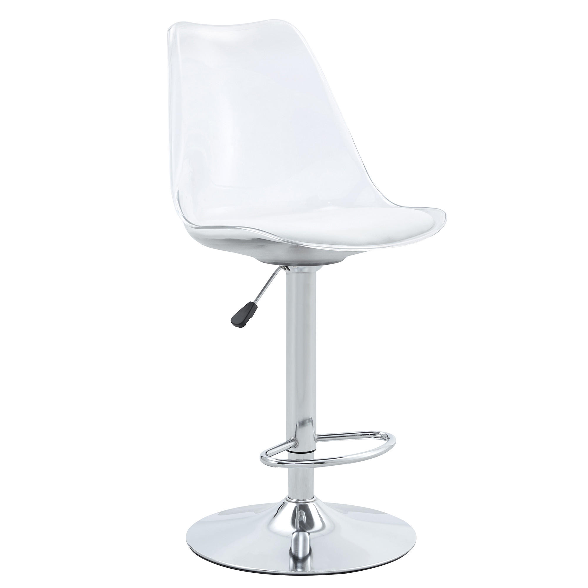 BARHOCKER DE-36523 2er Set höhenverstellbar mit PU-Sitz Transparent - Silberfarben, Metall (53.3/120/45.7cm) - ComfortXL