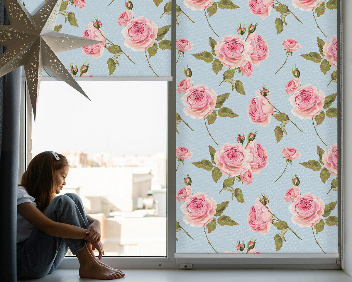 VNÚTORNÁ roleta - okenná roleta - roleta - 140x140 cm - Ruže - pink, plast (140/140/0.5cm) - TULUP