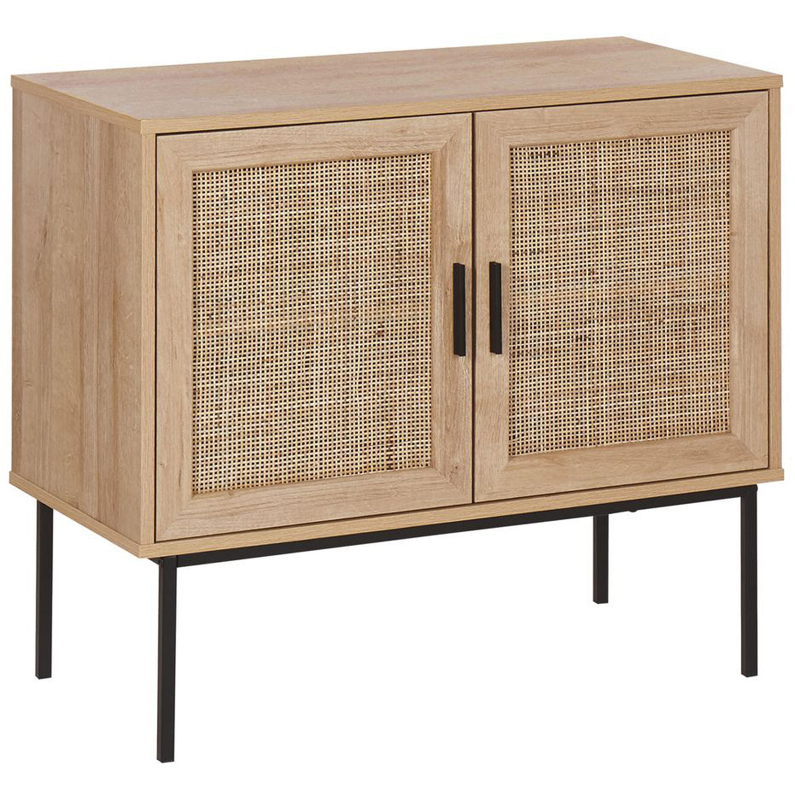 SIDEBOARD Heller Holzfarbton Pasco - Hellbraun/Schwarz, Holzwerkstoff (80/72/40cm) - Beliani