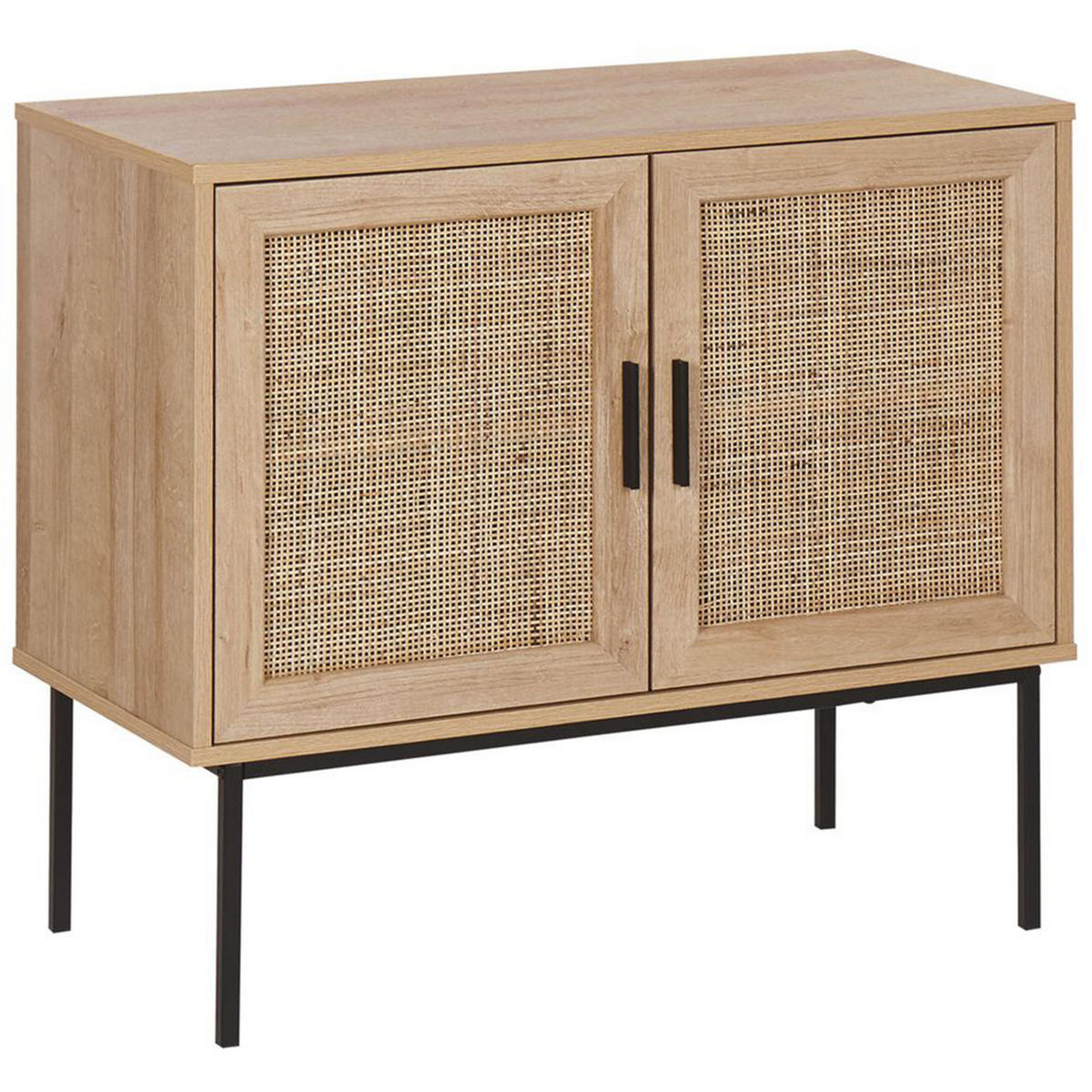 SIDEBOARD Heller Holzfarbton Pasco - Hellbraun/Schwarz, Holzwerkstoff (80/72/40cm) - Beliani