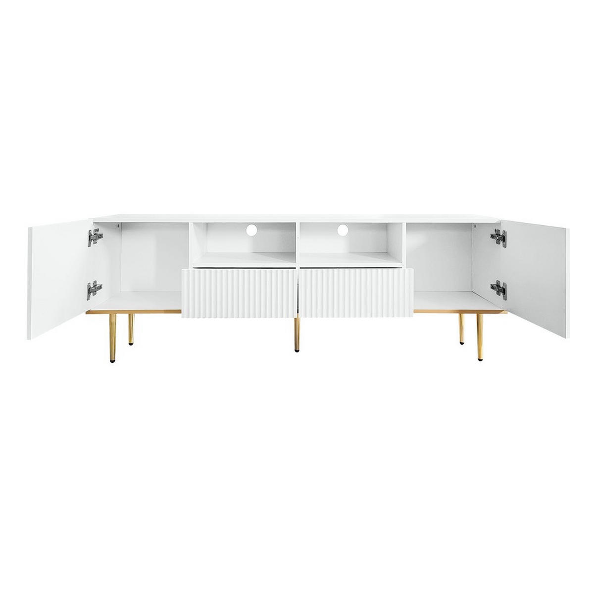 TV-SCHRANK Modern Weiß mit goldenen Füßen & goldenem Rand - Weiß, Holz (43/19.5/97cm) - FLIEKS