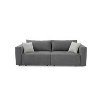 SCHLAFSOFA Verwandlung: Big-Sofa/Eckcouch, 2 Bettkästen, B243/T115-161/H84 cm, Liegefläche 145x197 cm, Waffelcord Grau / 15241 - Schwarz/Grau, Kunststoff/Textil (243/84/115cm) - luma-home