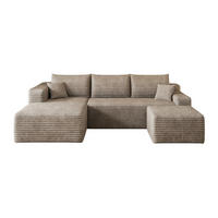 ECKSOFA 241/151/58 cm Camel aus Stoff mit Cordoptik und Chaiselongue ohne Montage - Hellgrau, Textil (151/241cm) - OKWISH
