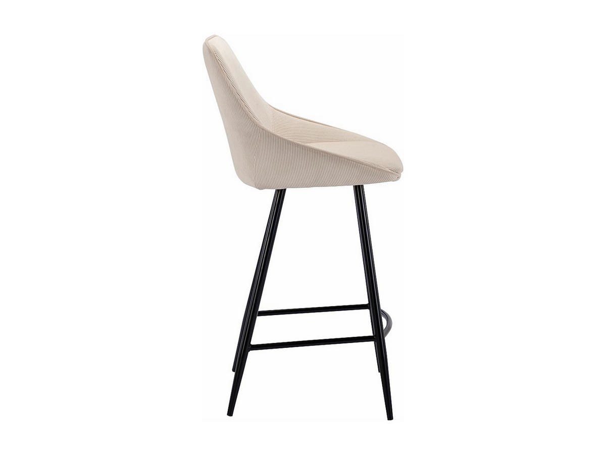 BARHOCKER 2er-Set - Cord & schwarzes Metall - Cremefarben - MASURIE - Creme, Textil (48/99/51cm) - Vente-Unique