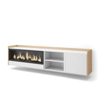LOWBOARD, Weiß und Eiche, 212/35/50cm, Kamin mit Feuereffekt XXL - Weiß, Holzwerkstoff (212/50/35cm) - Skraut Home
