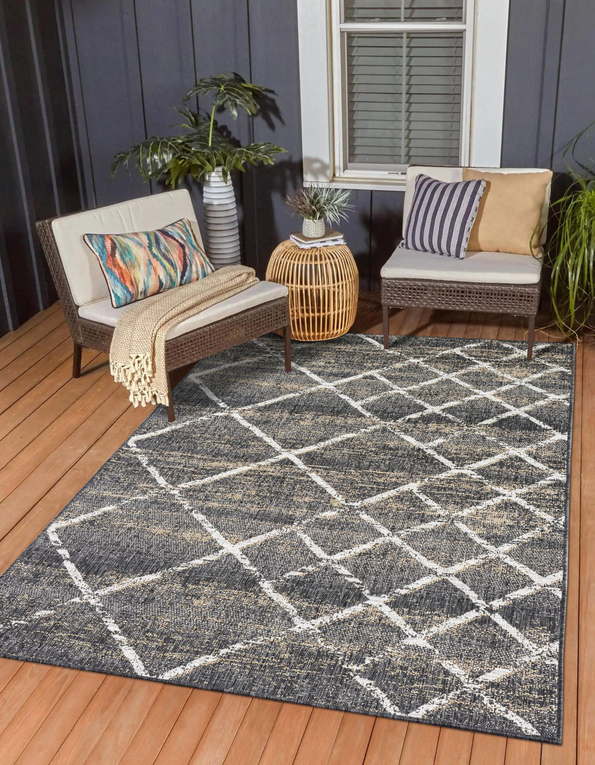 OUTDOORTEPPICH Faby Anthrazit,Sandfarben,Weiß 100/160 cm - Anthrazit, Textil (100/160cm) - My-Rug