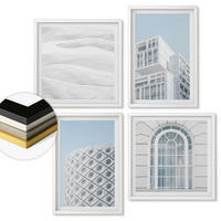 WANDBILDER 4er-Set - 50x50 cm & 40x60 cm Weißer Rahmen - Moderne Architekturgeometrie - Weiß, Kunststoff (50/50cm) - ArtPrintCave