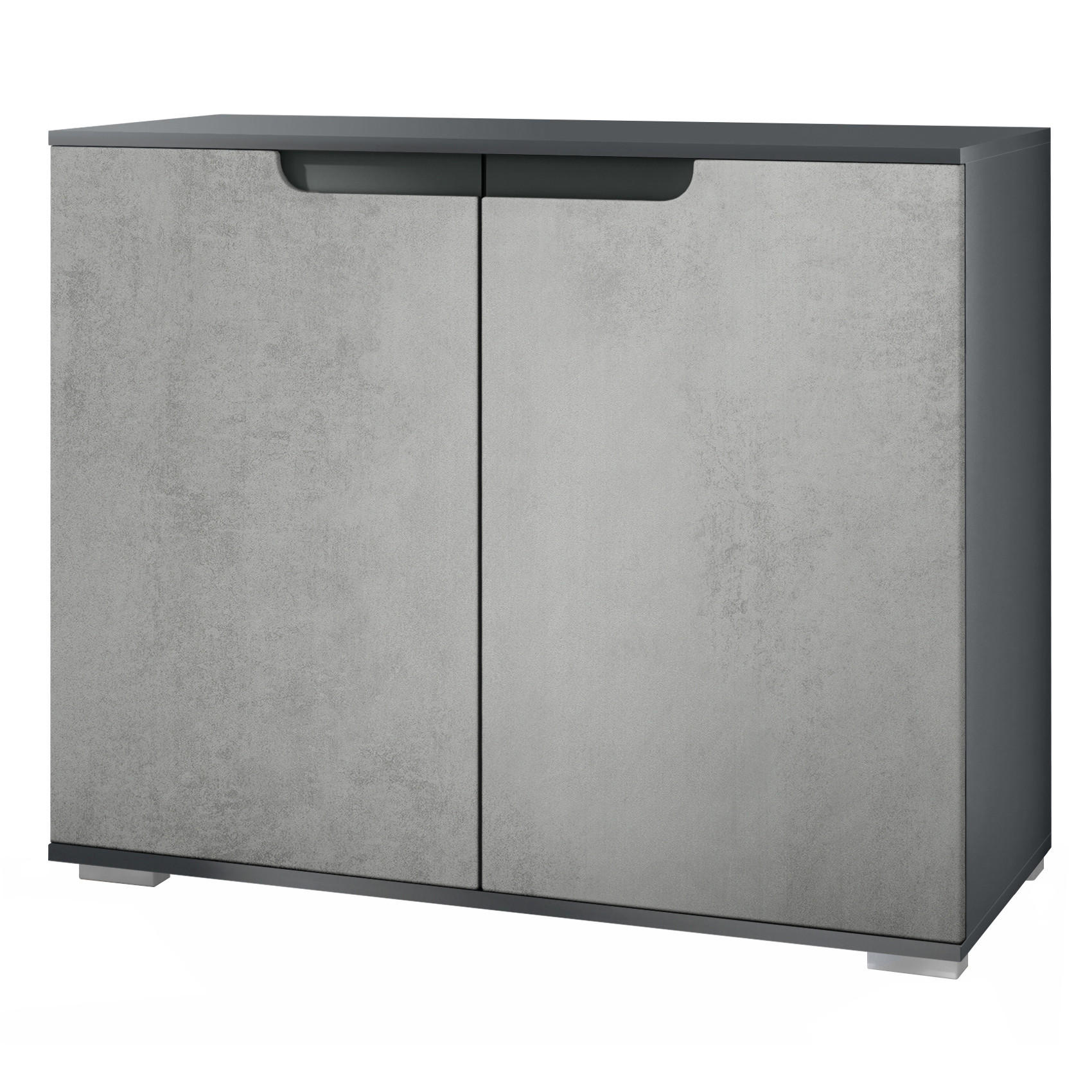 KOMMODE Sylt Beton Oxid Optik - Hellgrau, Holzwerkstoff (92.5/75.5/35cm) - Vladon