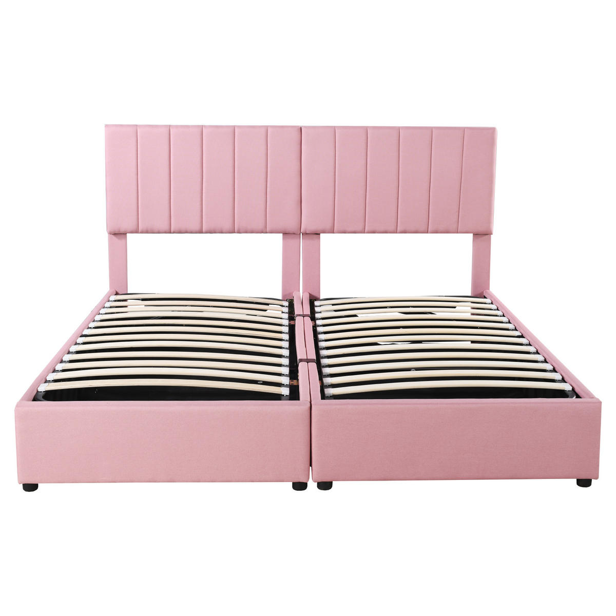 POLSTERBETT 180/200 cm rosa mit hydraulischem Stauraum und verstellbarem Kopfteil - Pink, Textil (180/200cm) - OKWISH