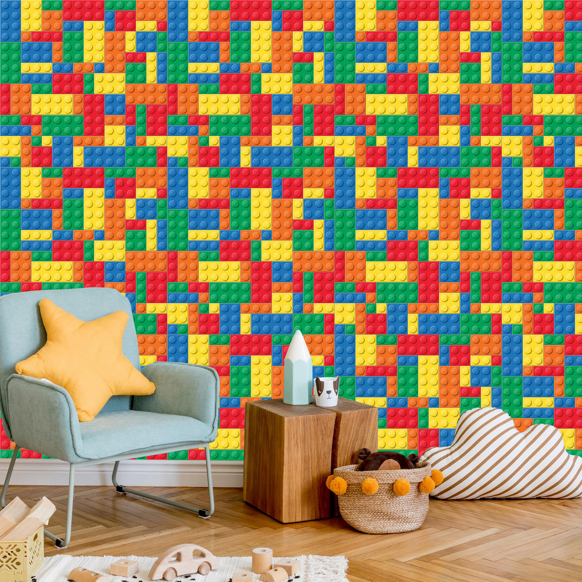VLIESTAPETE Bunte Bausteine in 3D-Optik – Bunt – 50x1000 cm - Multicolor, Papier (50/1000cm) - Muralo