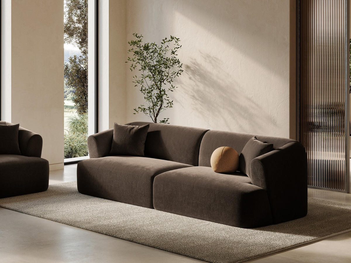 MODULARES-SOFA Campi aus Samt Schokolade 4 Sitzplätze - Dunkelbraun, Textil (90/70/255cm) - Cosmopolitan Design