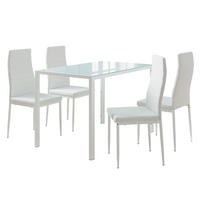 ESSTISCHSET Grand Weiß 120 x 75 cm mit 4 Stühlen - Weiß, Metall (120/70/75cm) - Vicco