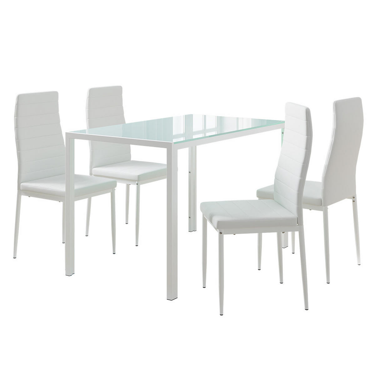 ESSTISCHSET Grand Weiß 120 x 75 cm mit 4 Stühlen - Weiß, Metall (120/70/75cm) - Vicco