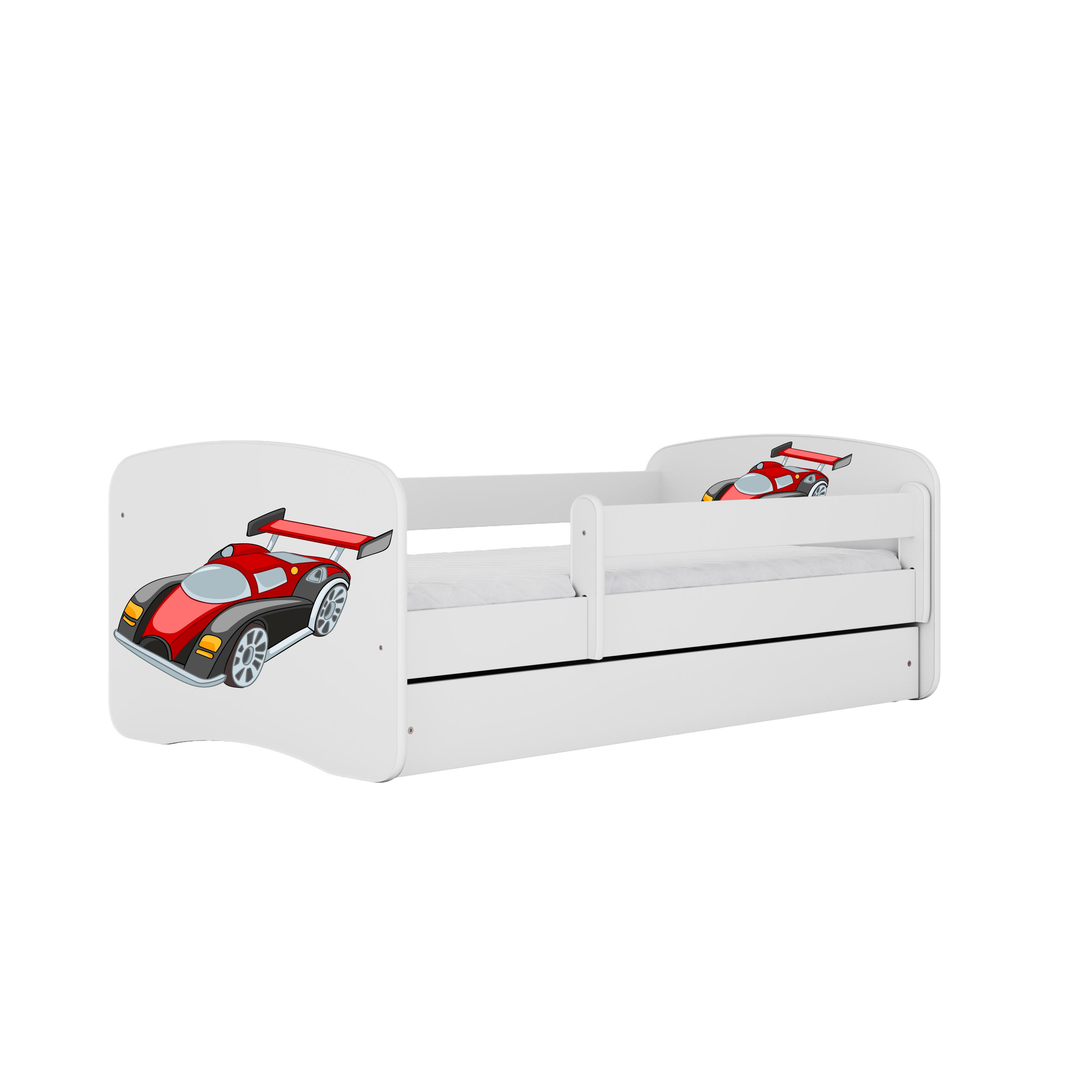 KINDERBETT Rennwagen mit Schublade und Matratze 160/80 - Weiß, Holzwerkstoff (80/160cm) - RAUMHIRSCH FURNITURE