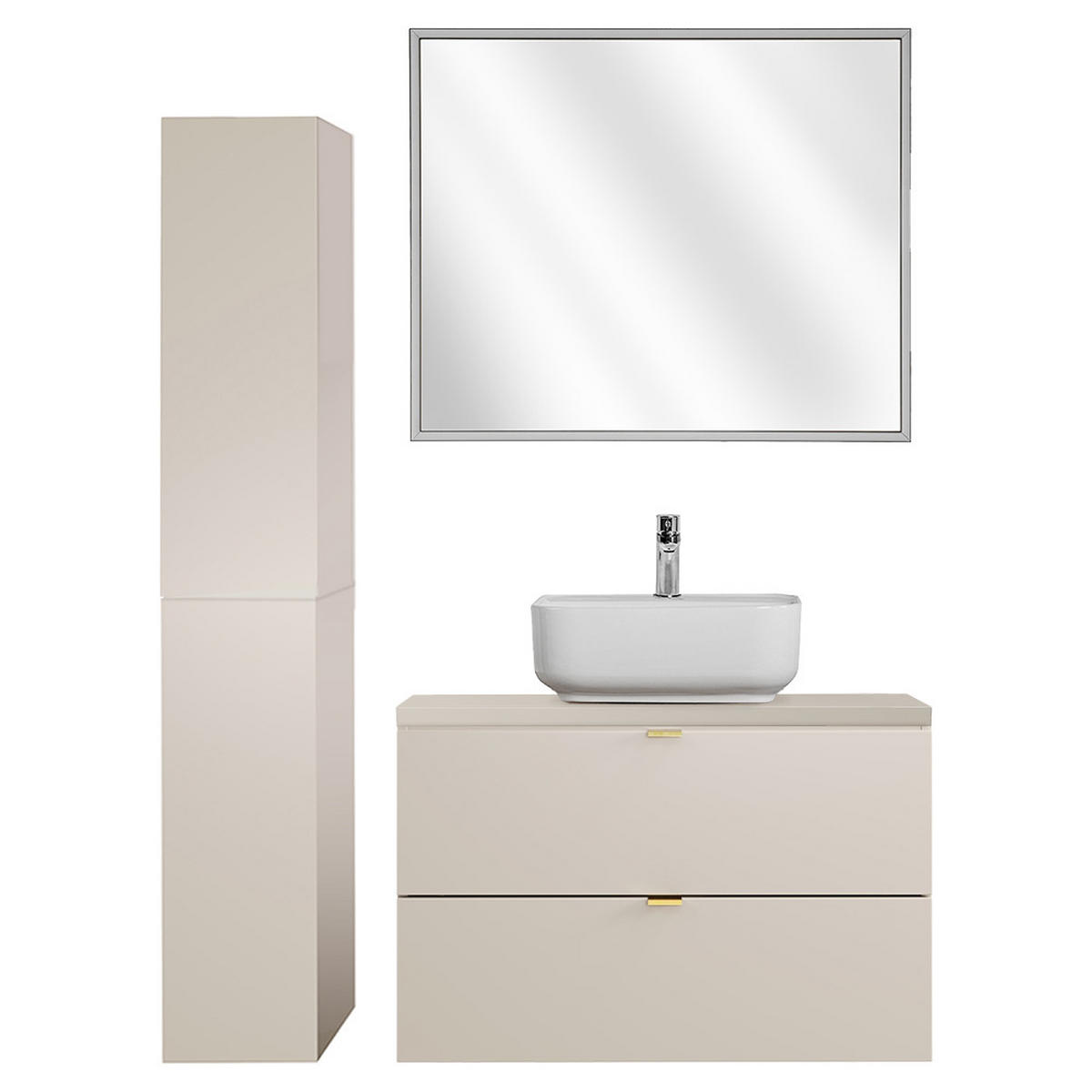 BADMÖBEL-SET 3-TLG. Durango-56 - Beige, Holzwerkstoff (125/200/47cm) - Lomado