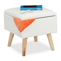 SITZHOCKER Weiß Stauraum Kunstleder - Multicolor, Holz/Holzwerkstoff (40/40/40cm) - Relaxdays