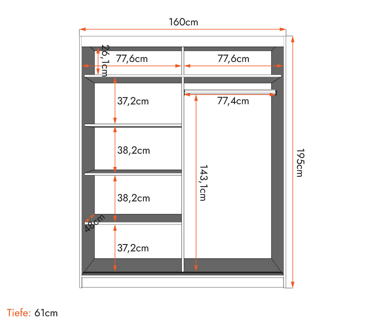 SCHWEBETÜRENSCHRANK Bono 05 mit Spiegel Weiß/Weiß 160 cm - Alufarben/Weiß, Holzwerkstoff/Metall (160/195/61cm) - imoebel24