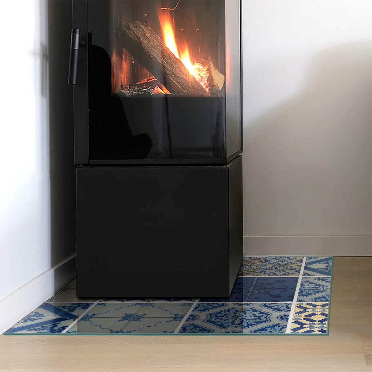 GLASPLATTE für Kamin 60x60 cm Blau - Blau, Glas (60/60/0.4cm) - ArtPrintCave