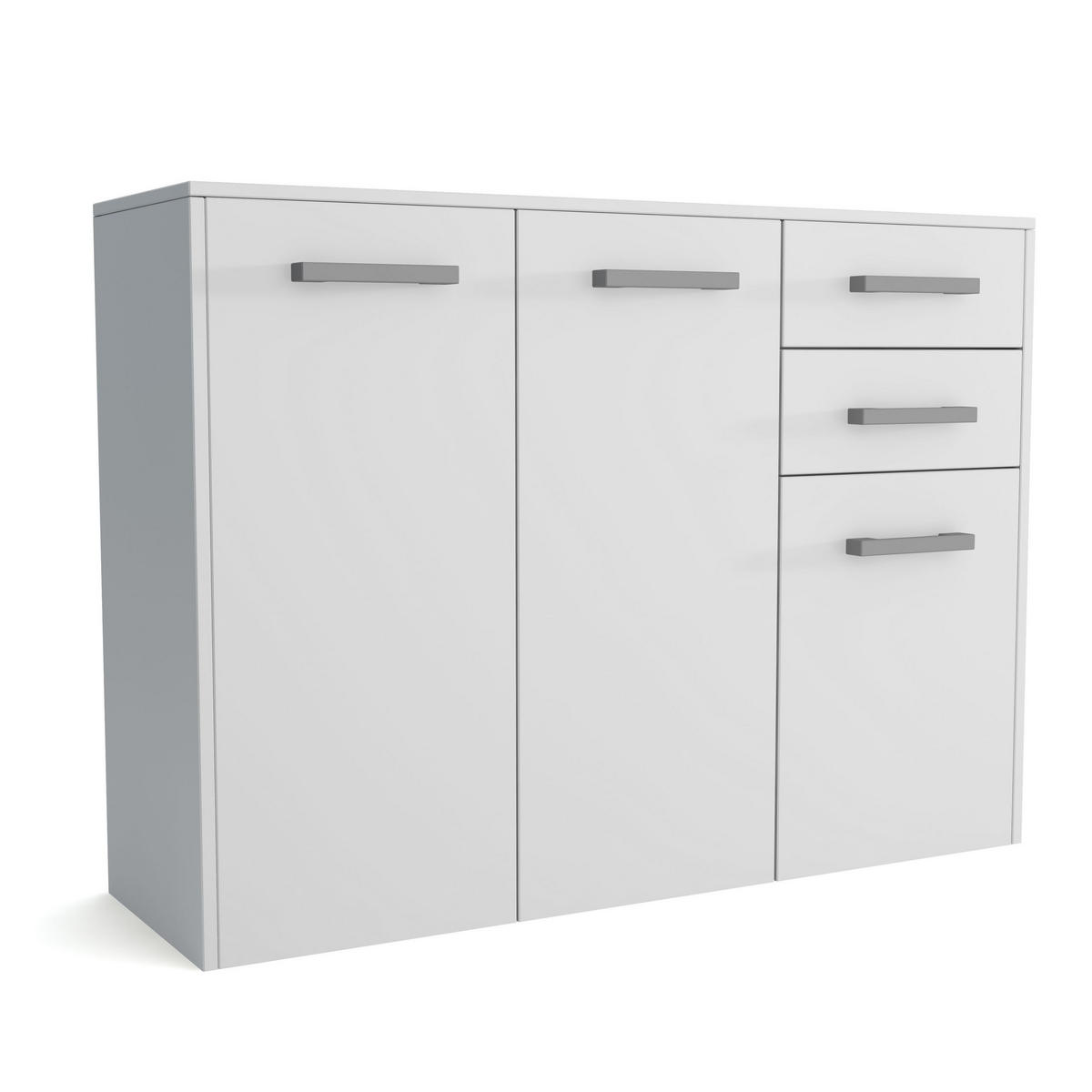 KOMMODE SCALINI 113/82/33 cm mit 2 Schubladen 3 Türen Weiß - Weiß, Holzwerkstoff (113/82/33cm) - MASSENO