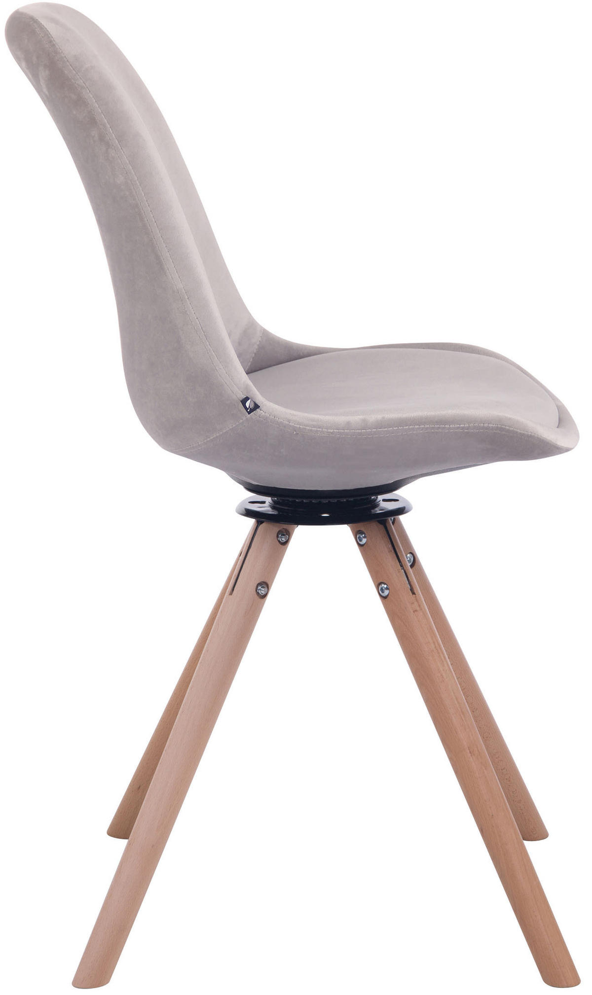 STUHL Samt grau - Eukalyptusholzfarben/Grau, Holz/Textil (48/84/56cm) - CLP