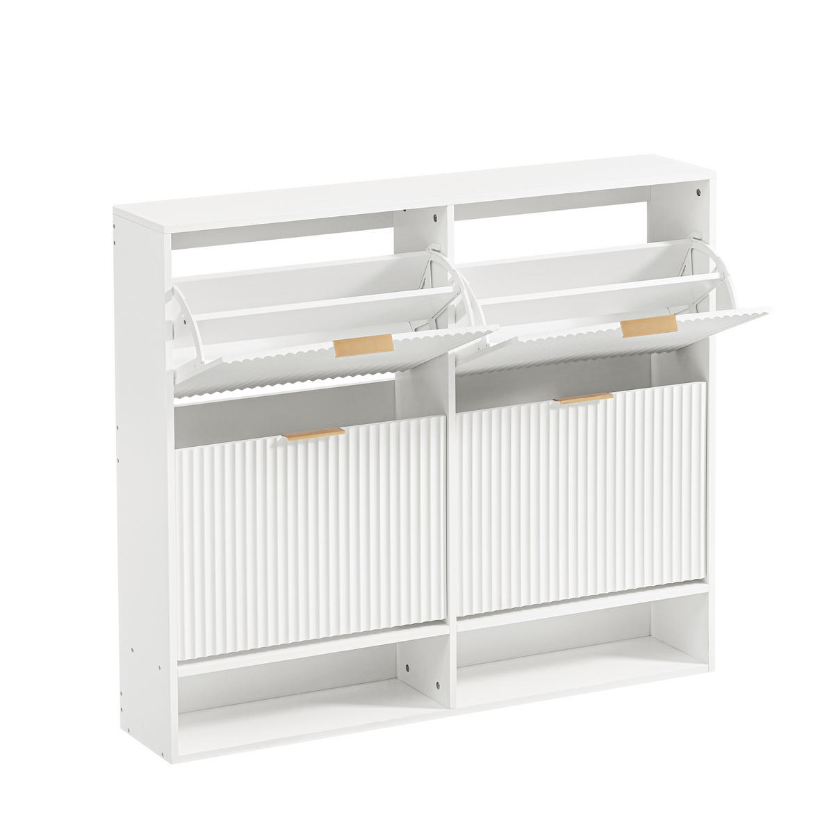 SCHUHSCHRANK Weiß 120/24/102 cm - Weiß, Holzwerkstoff (120/102/24cm) - PANGIVO
