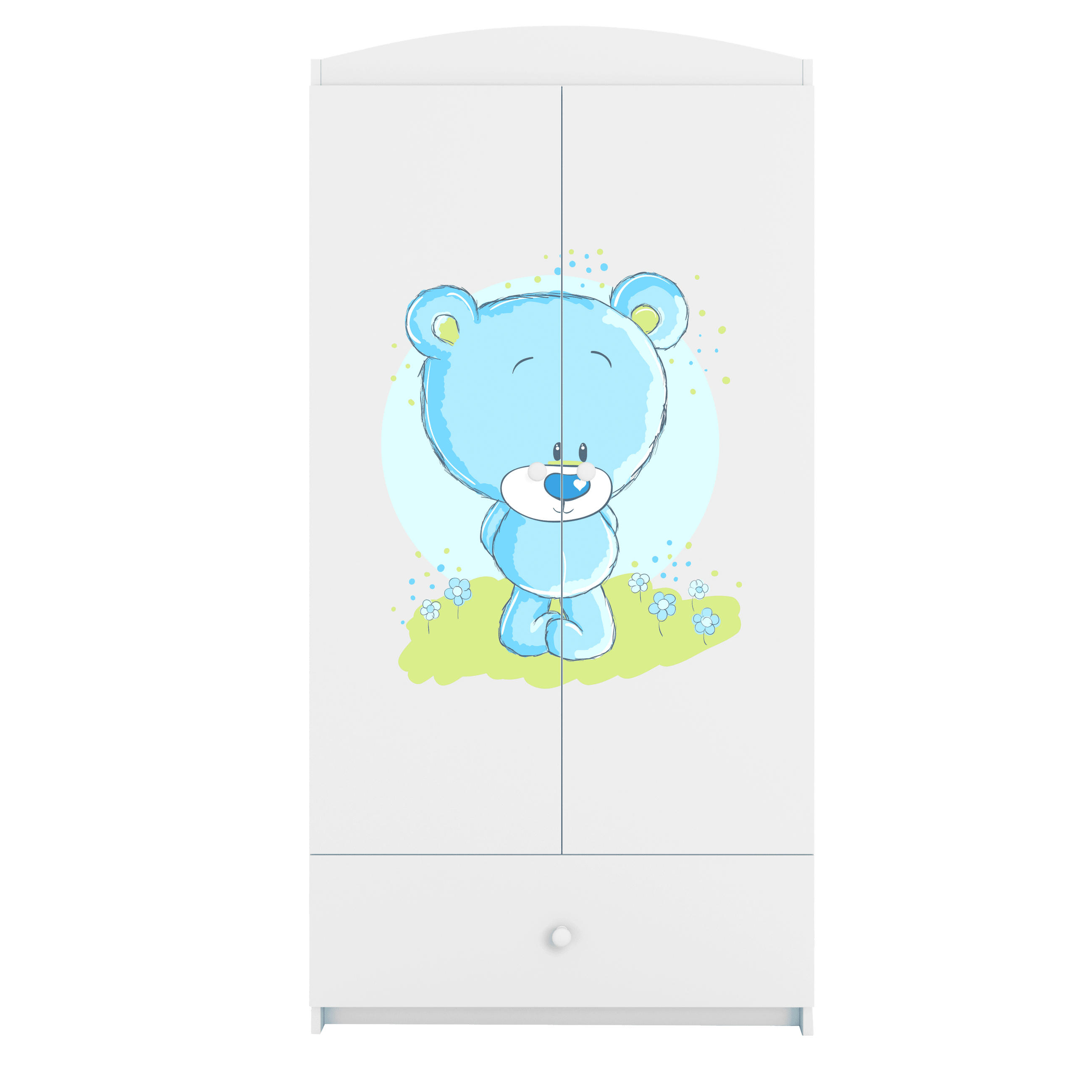 KINDERKLEIDERSCHRANK Blaubär - Weiß, Holzwerkstoff (90/175/52cm) - RAUMHIRSCH FURNITURE